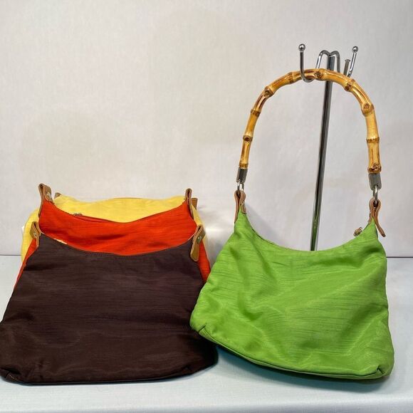 VINTAGE 4 in One INTERCHANGEABLE BAMBOO HANDLE HANDBAG - Picture 1 of 8